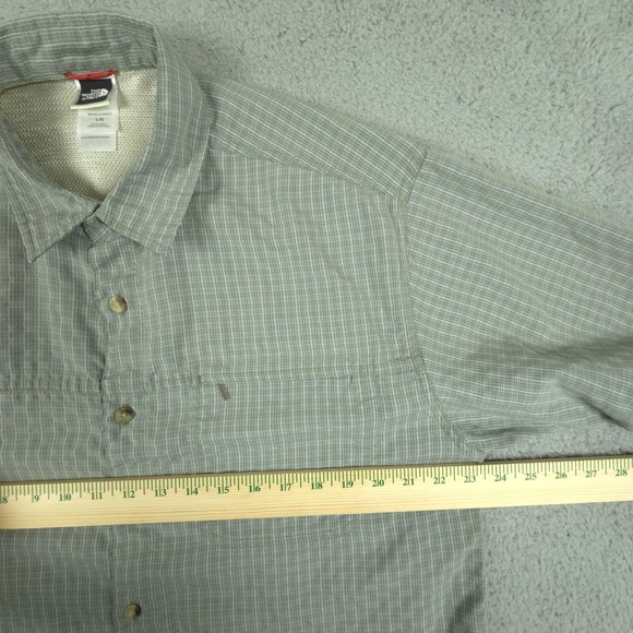 The‎ North Face Mens Large Hiking Style Green Check Short Sleeve Button Shirt - Picture 13 of 15